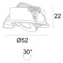 LED recessed luminaire MiniAMP alu brushed, 3W, 24V DC,...