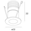 SYS-MiniAMP - LED Einbauleuchte alu gebürstet, 1W,...