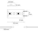 SYS-MiniAMP - LED CRI940 Flexband, 24V DC, 12W, IP20, 4000K, 500cm, beids. 30cm Kabel + maleAMP, 300 LED/m
