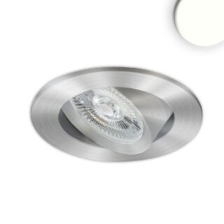 LED Recessed luminaire Slim68 MiniAMP aluminum brushed, round, 8W, 24V DC, neutral white, not dimm.