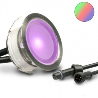 SET: 4x ARGOS - LED (Boden-)Einbaustrahler MINIMAX-V2 rund IP67 RGB, inkl. Trafo und Controller/IR-Fernbedienung