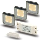 ARGOSeasy - SET: 3x LED (Boden-)Einbaustrahler Edelstahl quadratisch IP54 warmweiß + Netzteil